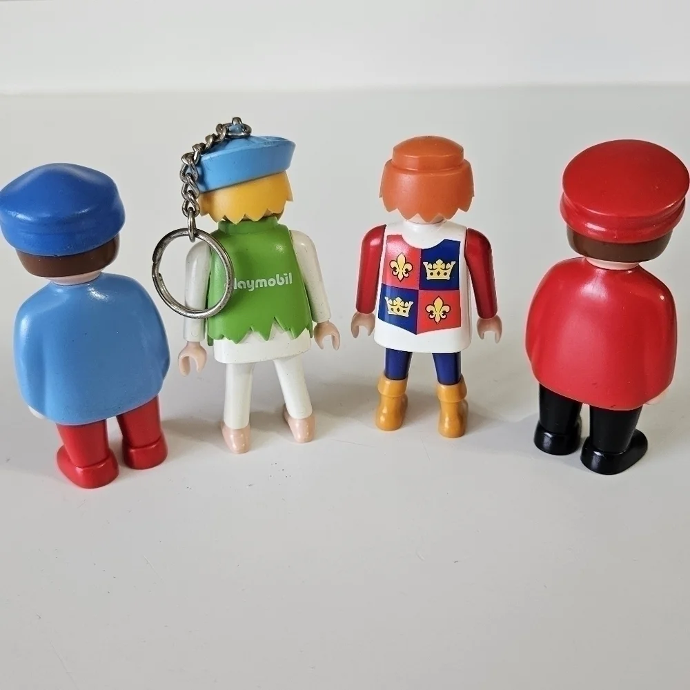 VINTAGE Playmobil Keychain and Figures Pirate Worker Medieval Boy Lot of 4 1990s